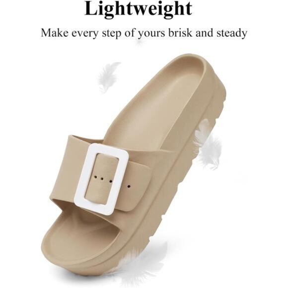 Womens Platform Sandals with Arch Support, Adjustable Buckle Beach Sandal Woman - Picture 5 of 7